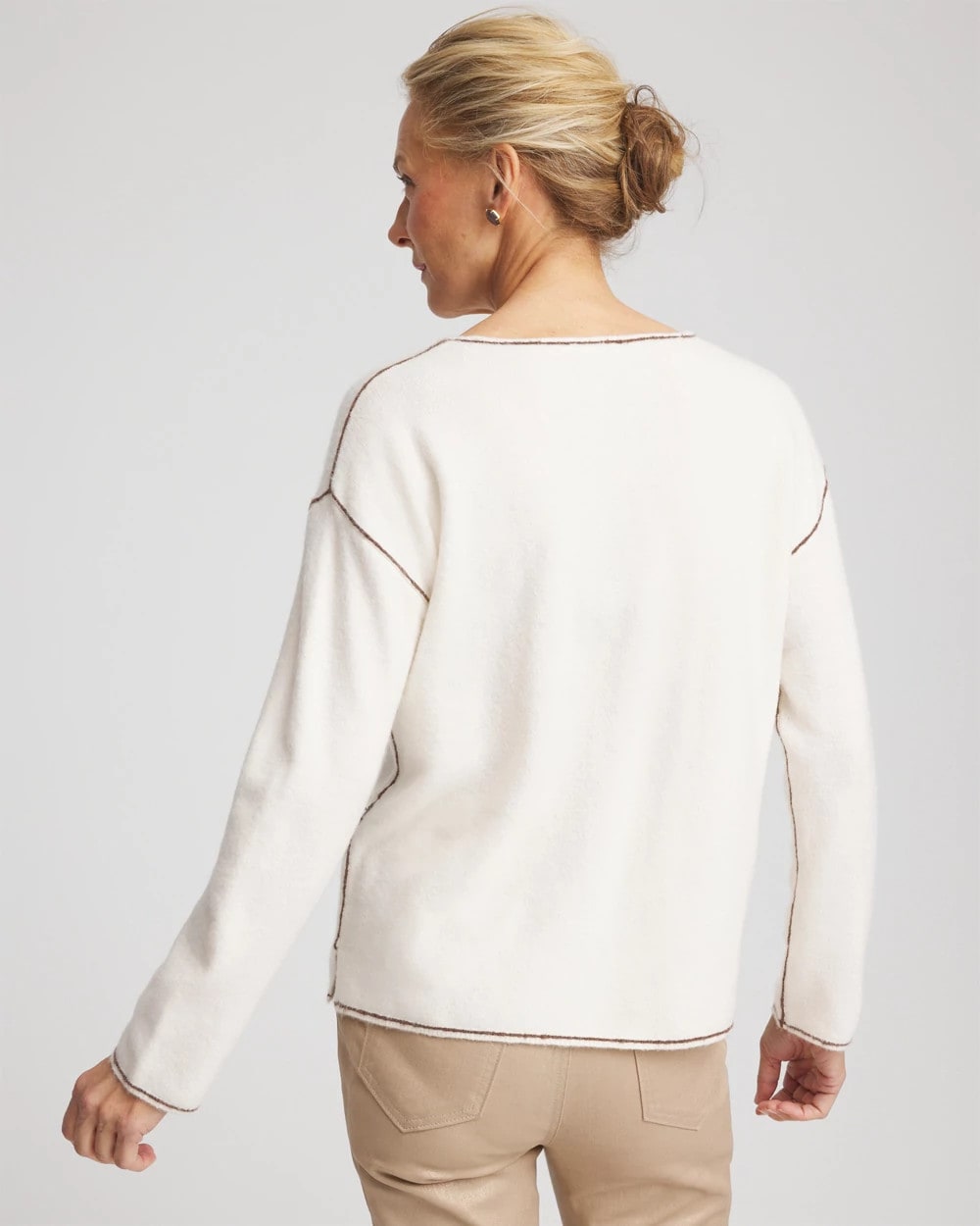 Chico's Clothing Contrast Stitch V-Neck Sweater
