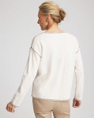Chico's Clothing Contrast Stitch V-Neck Sweater