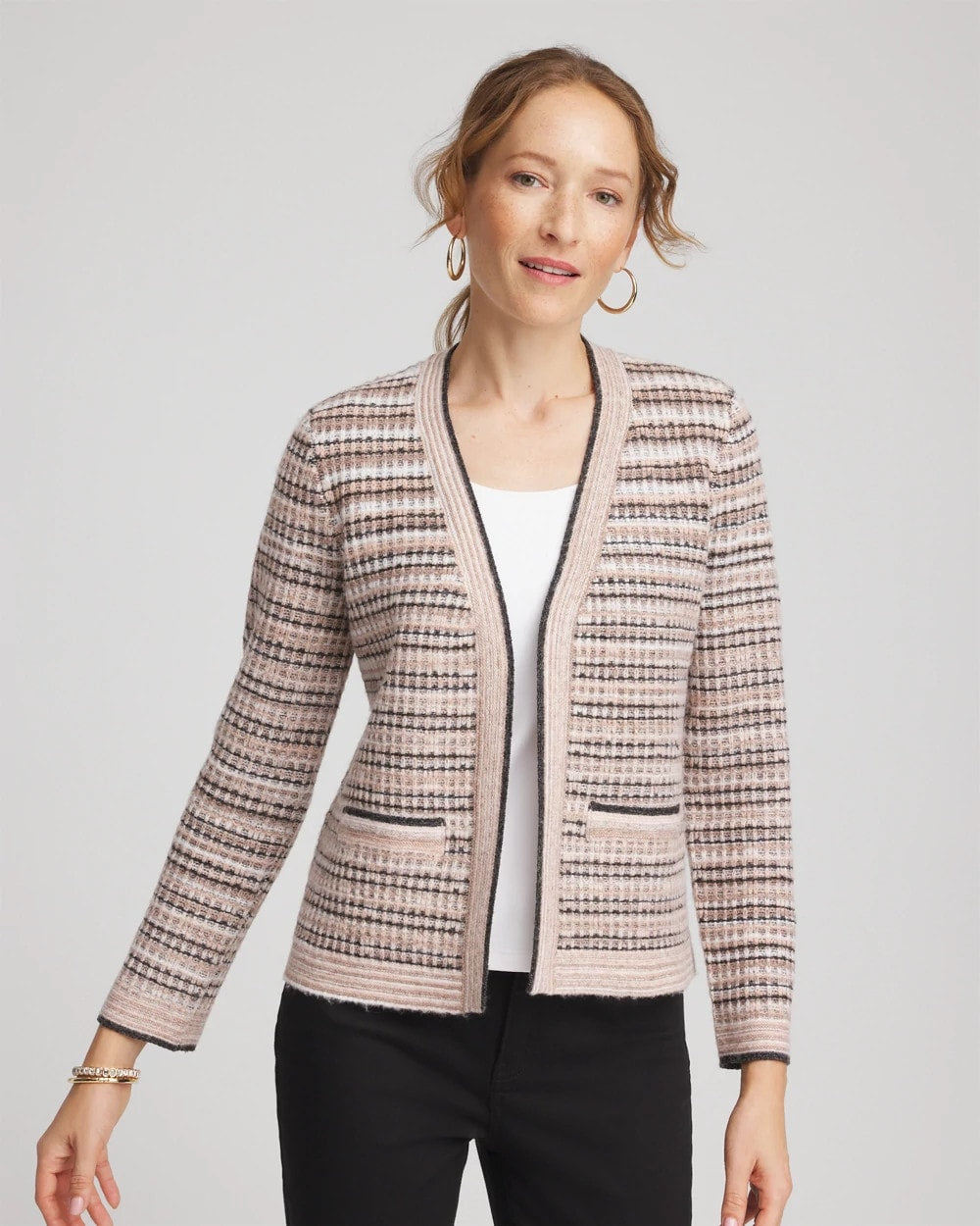 Chico's Clothing Sunset Abstract Sweater Jacket