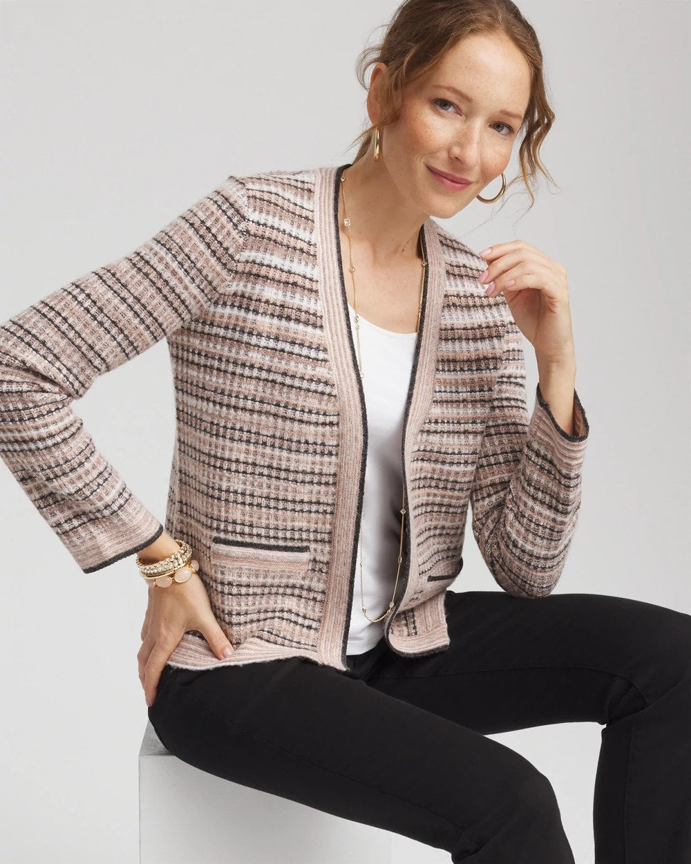 Chico's Clothing Sunset Abstract Sweater Jacket