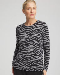 Chico's Clothing Cashmere Zebra Long-Sleeve Pullover Sweater