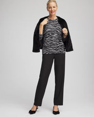 Chico's Clothing Cashmere Zebra Long-Sleeve Pullover Sweater