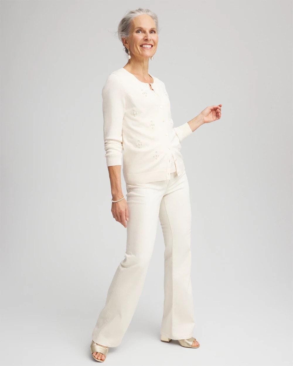 Chico's Clothing Embellished Crewneck Cardigan