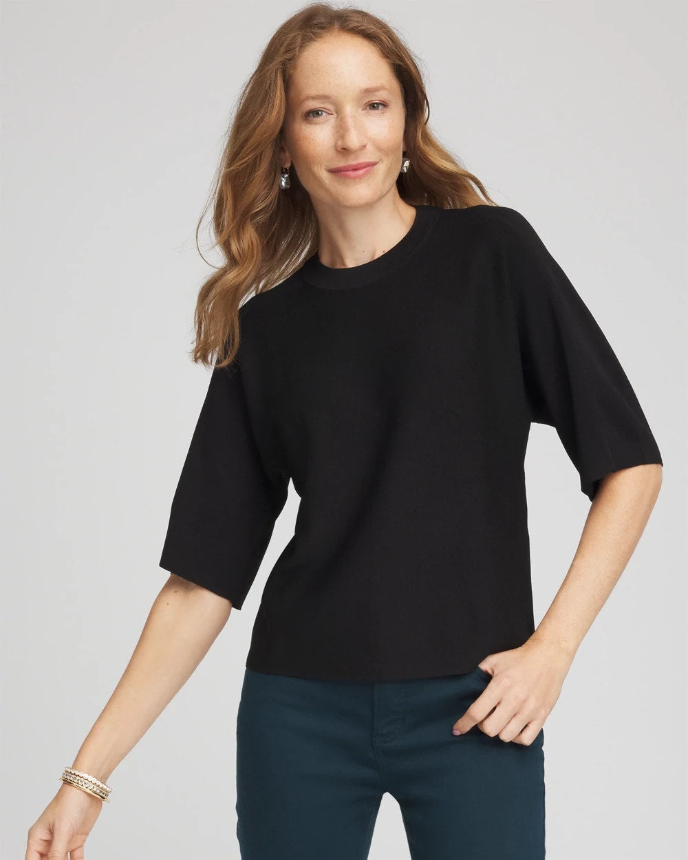 Chico's Clothing Dolman Sleeve Crew Neck Pullover Sweater