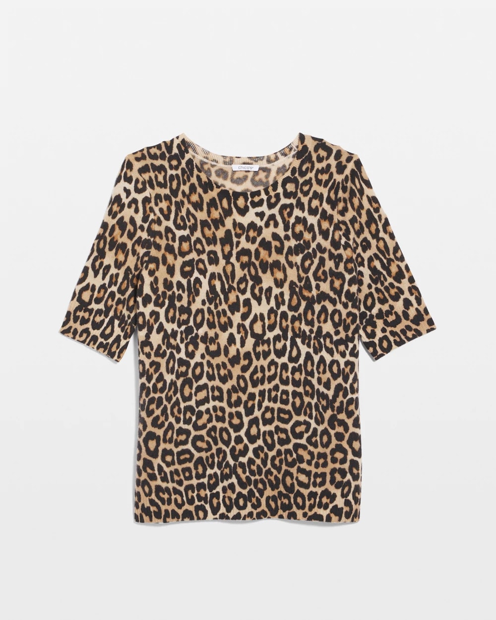 Chico's Clothing Cashmere Animal Elbow-Sleeve Pullover