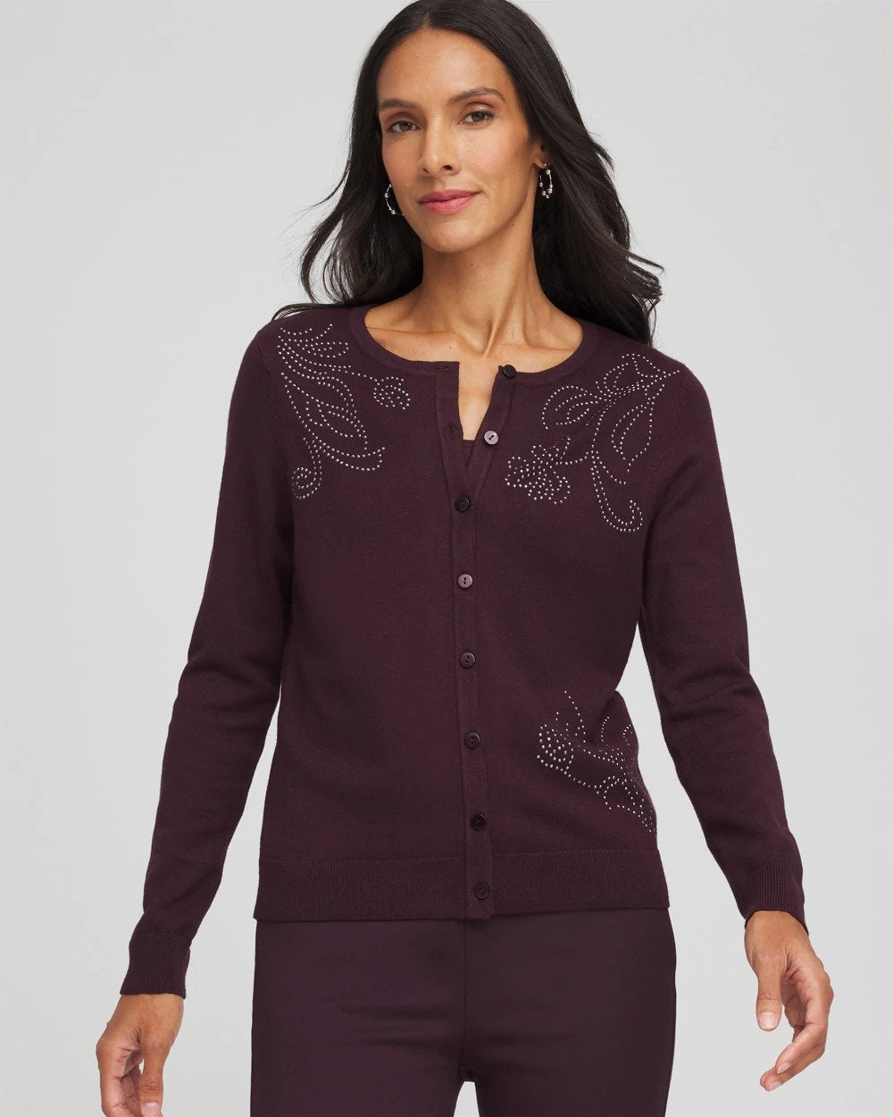Chico's Clothing Embellished Crewneck Cardigan