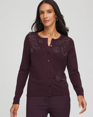 Chico's Clothing Embellished Crewneck Cardigan