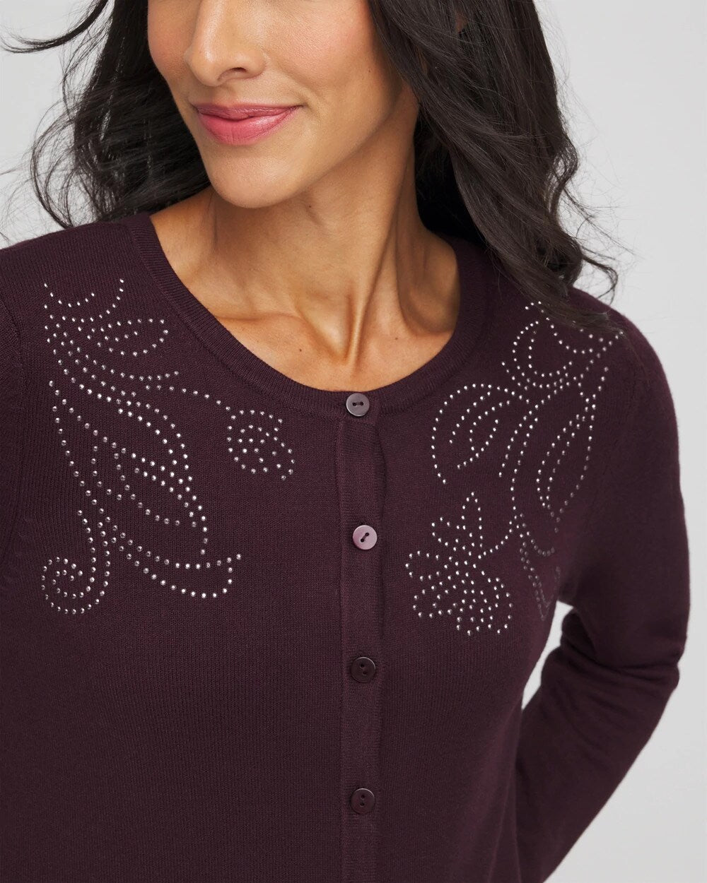 Chico's Clothing Embellished Crewneck Cardigan