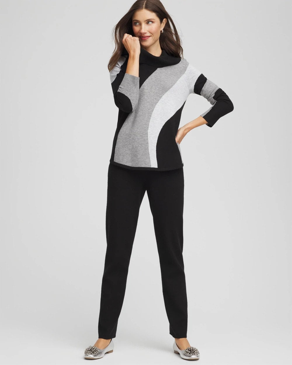 Chico's Clothing Zenergy® Luxe Intarsia Cowlneck Top