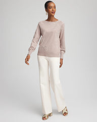 Chico's Clothing Embroidered Pull-Over Boatneck Sweater