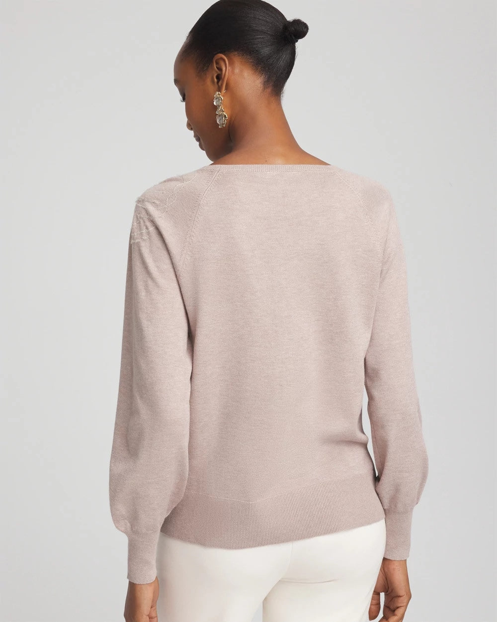 Chico's Clothing Embroidered Pull-Over Boatneck Sweater