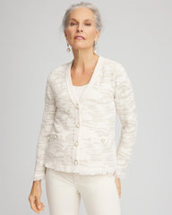 Chico's Clothing Fringe Textured V-Neck Cardigan