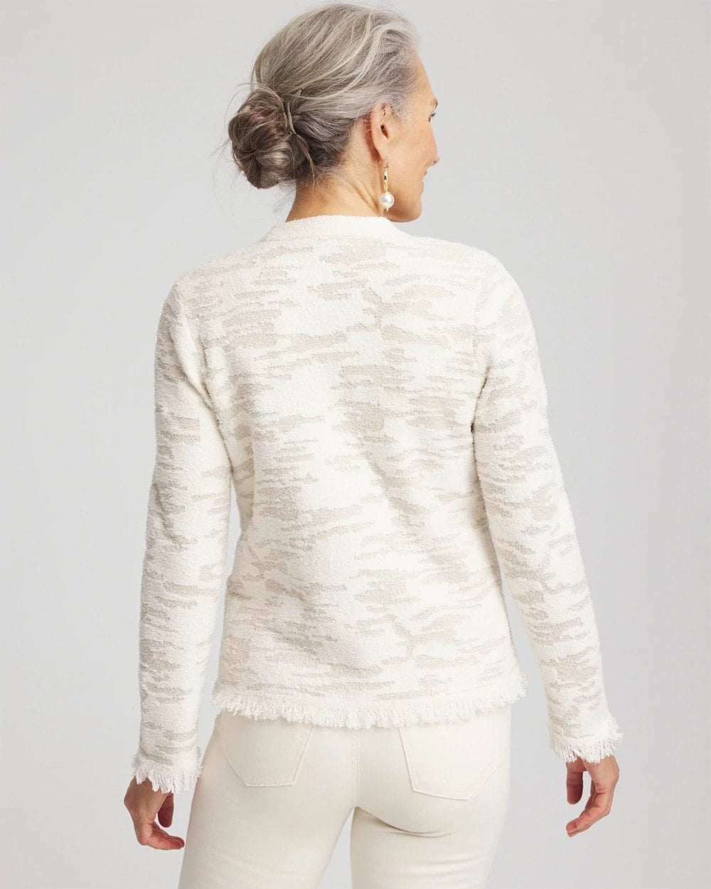 Chico's Clothing Fringe Textured V-Neck Cardigan