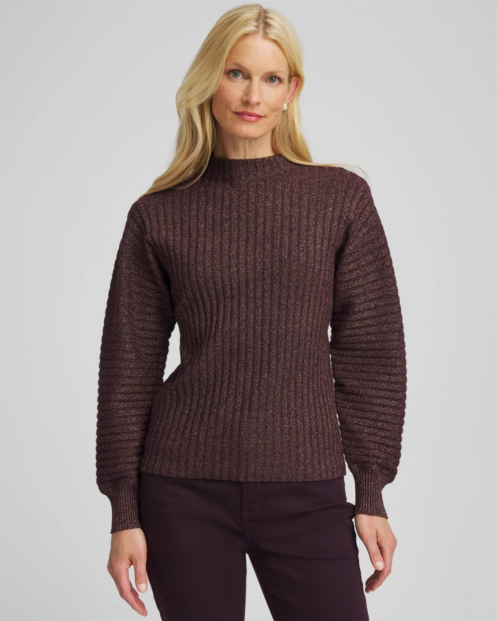 Chico's Clothing Metallic Ribbed Pullover