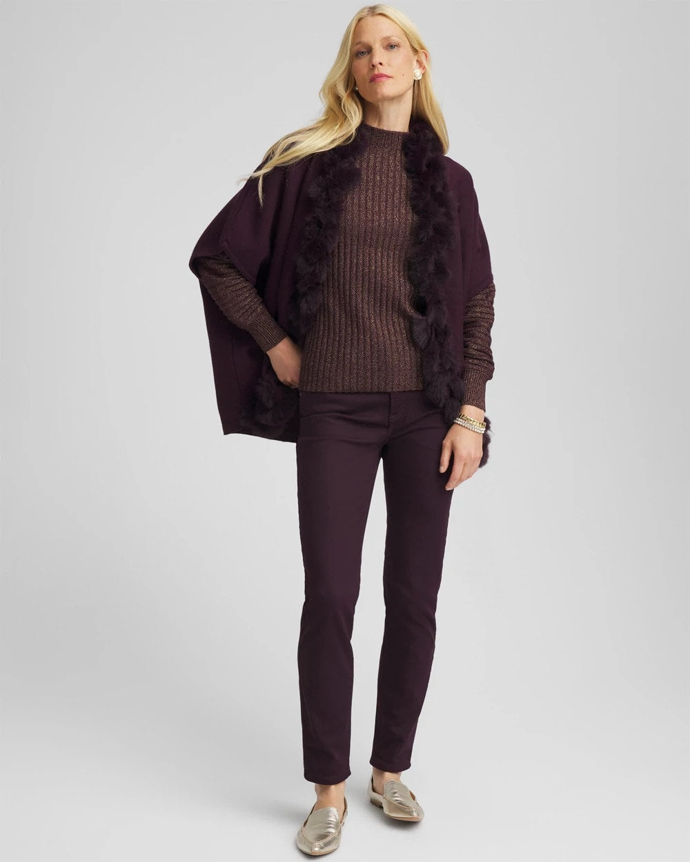 Chico's Clothing Metallic Ribbed Pullover