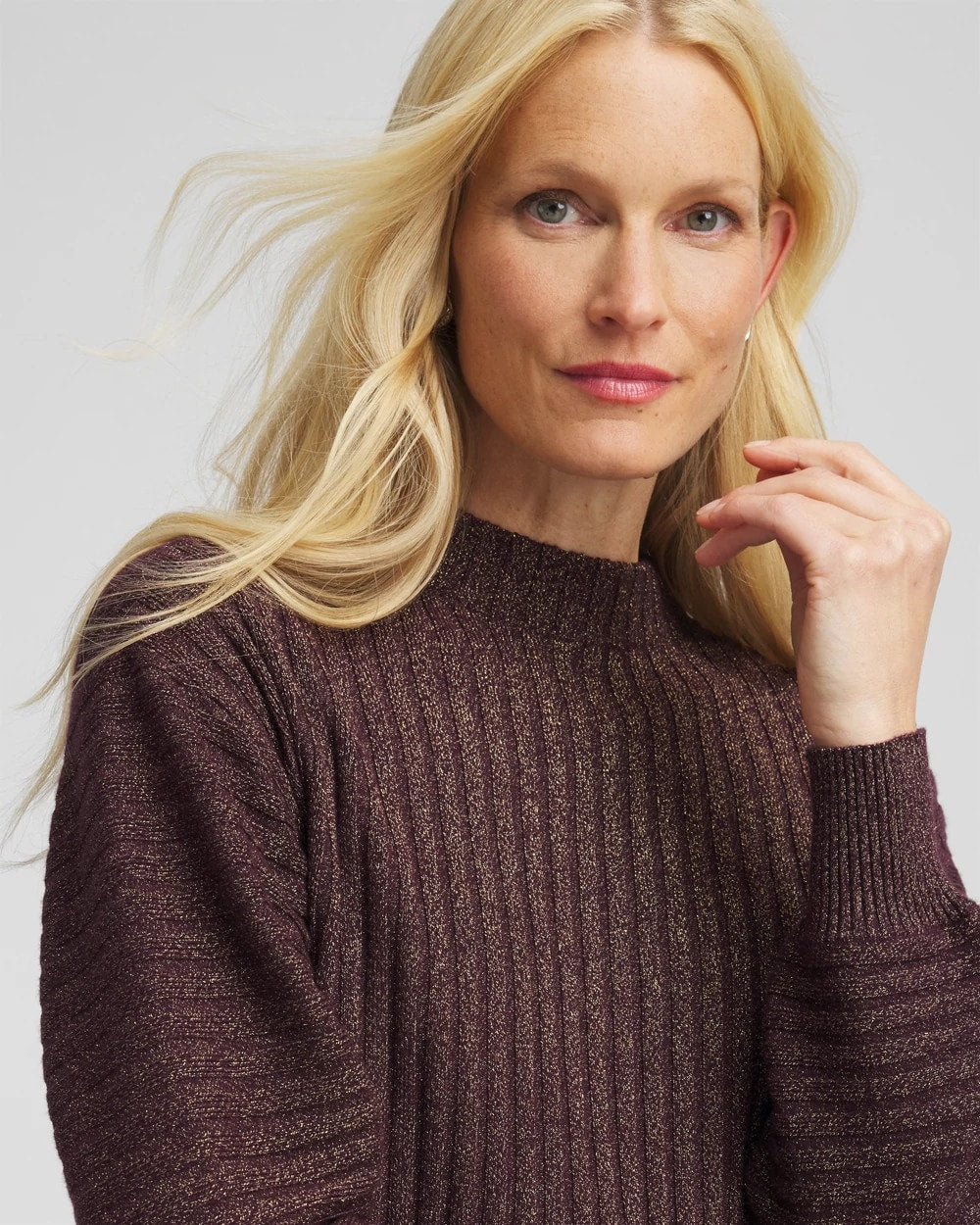 Chico's Clothing Metallic Ribbed Pullover