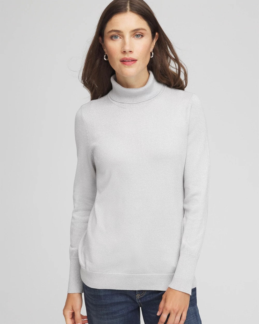 Chico's Clothing Metallic Turtleneck Pullover Sweaters