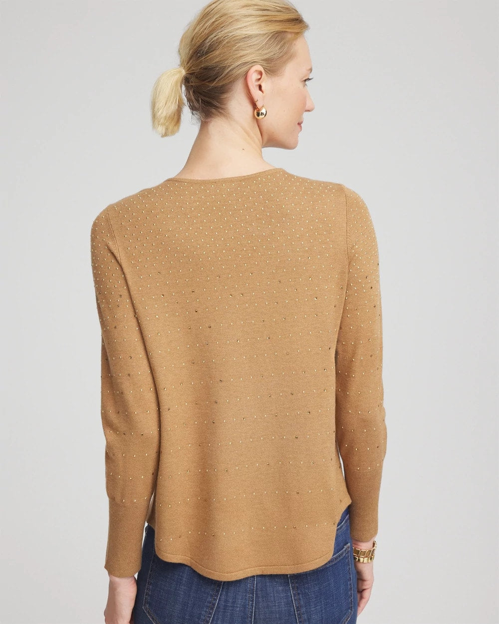 Chico's Clothing Ella V-Neck Embellished Pullover Sweater
