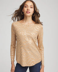 Chico's Clothing Ella Boatneck Foiled Pullover Sweater