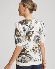Chico's Clothing Floral V-Neck Sweater Tee