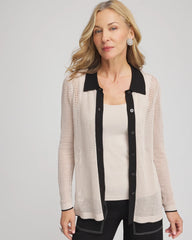 Chico's Clothing Pointelle Polo Cardigan