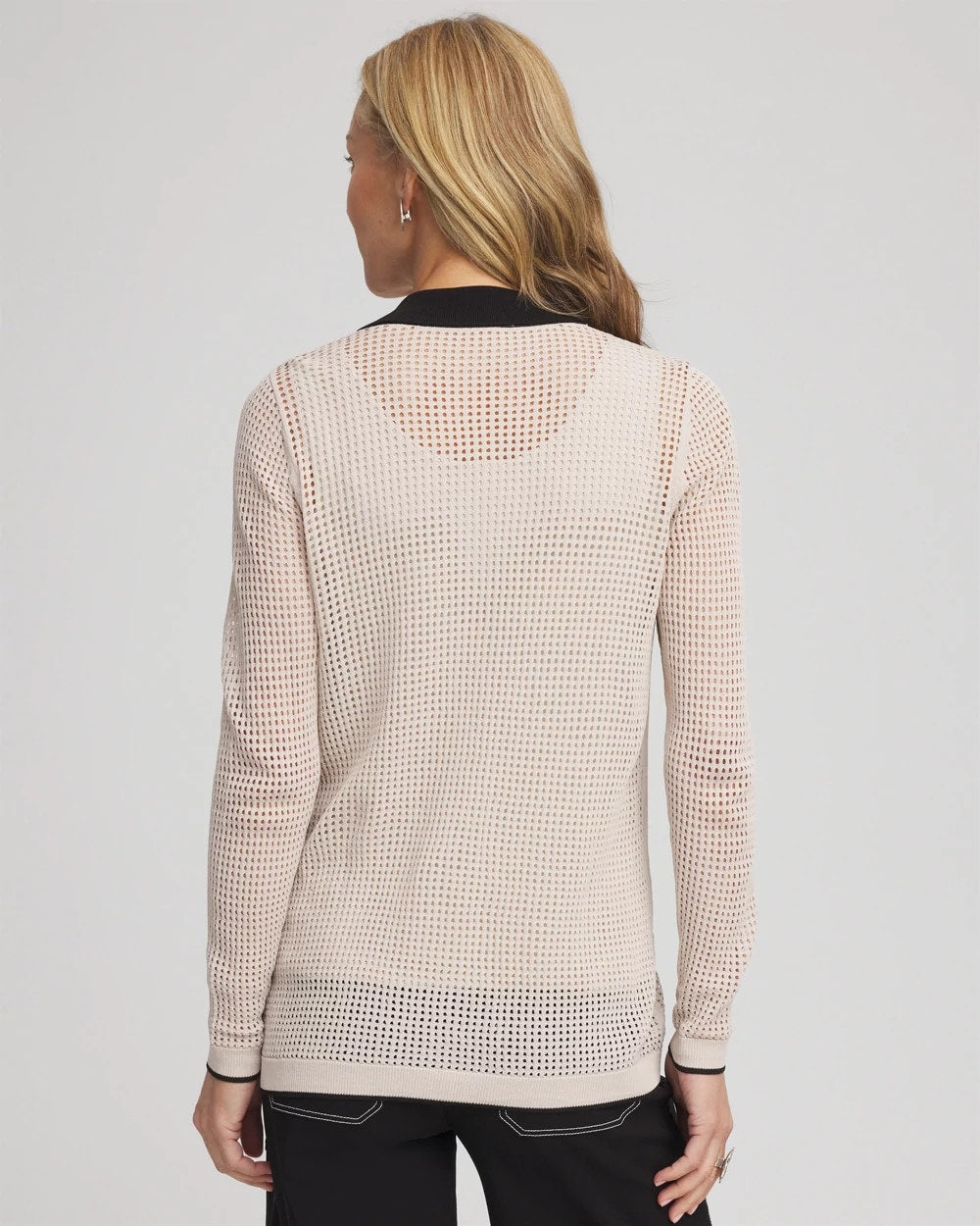 Chico's Clothing Pointelle Polo Cardigan