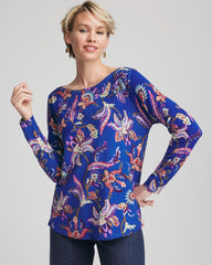 Chico's Clothing Ella Boatneck Printed Pullover Sweater