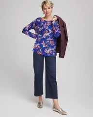 Chico's Clothing Ella Boatneck Printed Pullover Sweater
