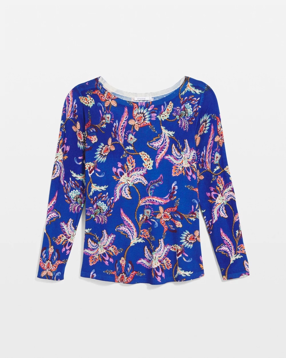 Chico's Clothing Ella Boatneck Printed Pullover Sweater