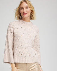 Chico's Clothing Sequined Cable Knit Sweater