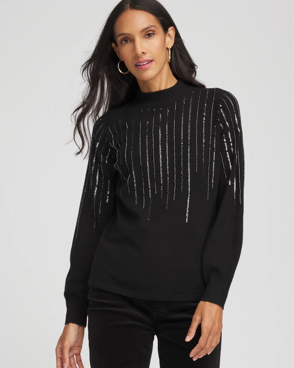 Chico's Clothing Embellished Mockneck Sweater