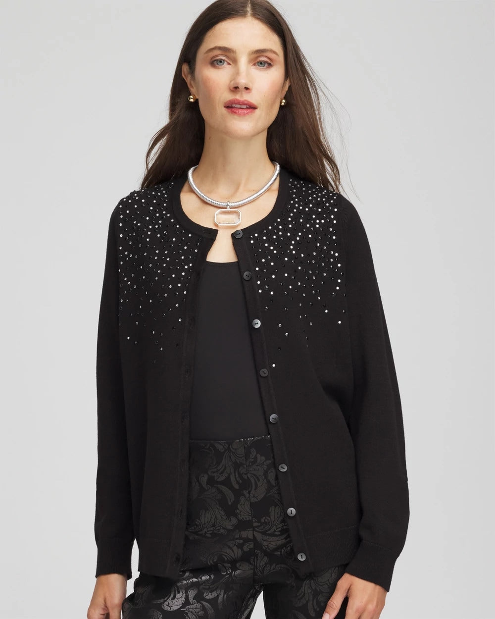 Chico's Clothing Ombré Rhinestone Cardigan