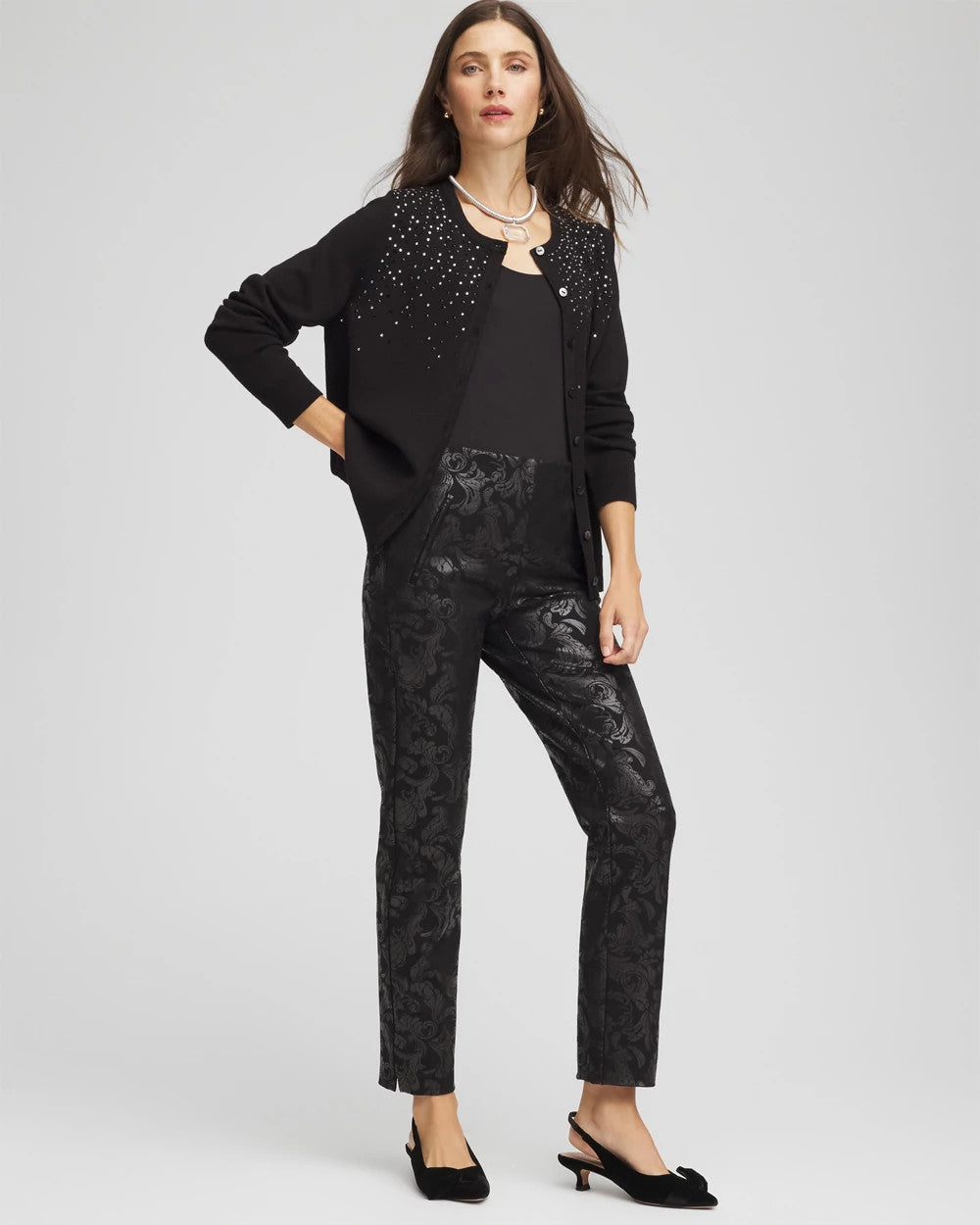 Chico's Clothing Ombré Rhinestone Cardigan