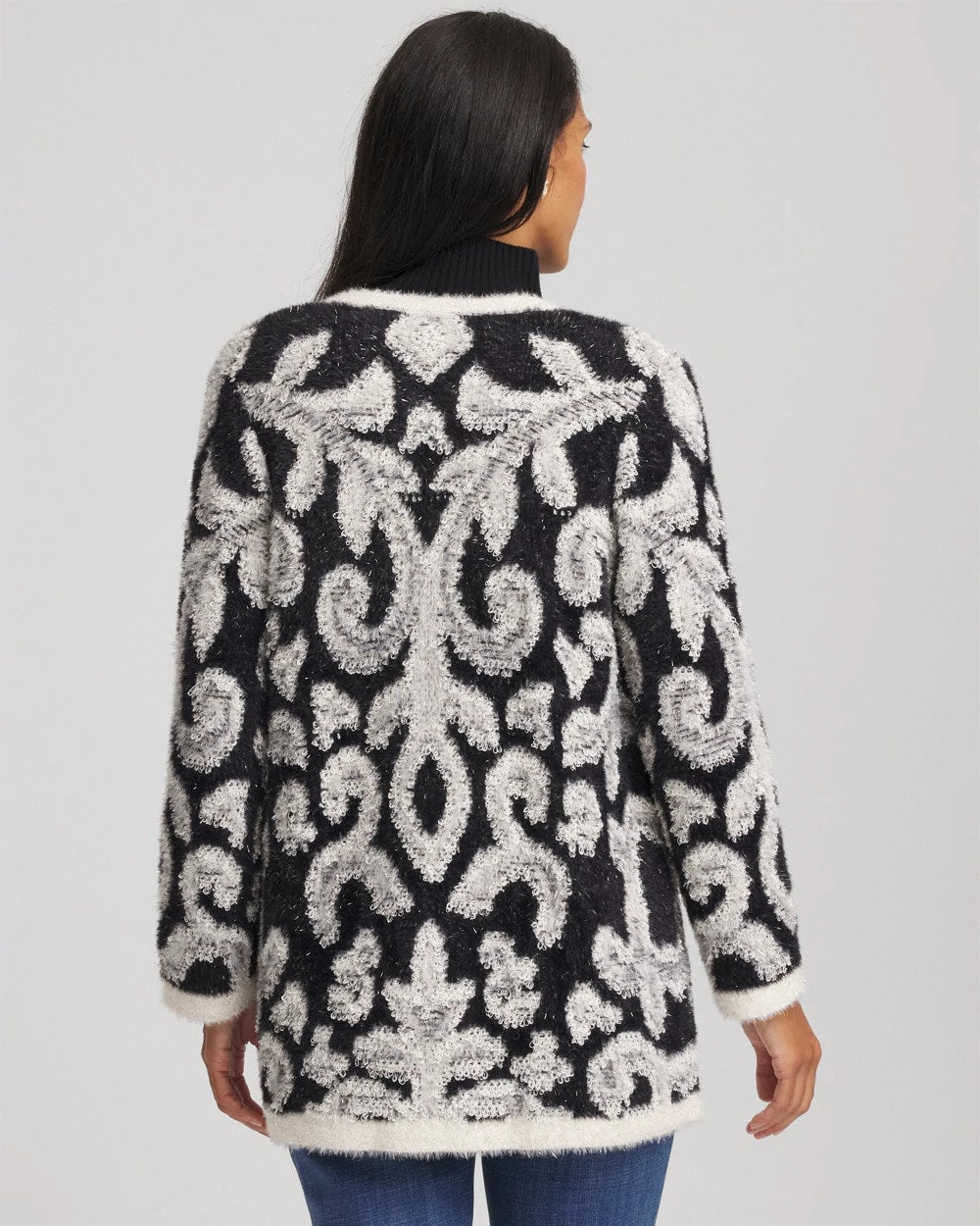 Chico's Clothing Abstract Fuzzy Cardigan