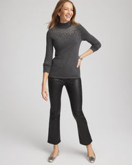 Chico's Clothing Ella Rhinestone Mockneck Sweater