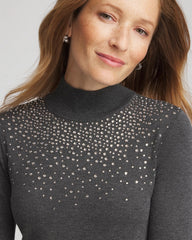 Chico's Clothing Ella Rhinestone Mockneck Sweater