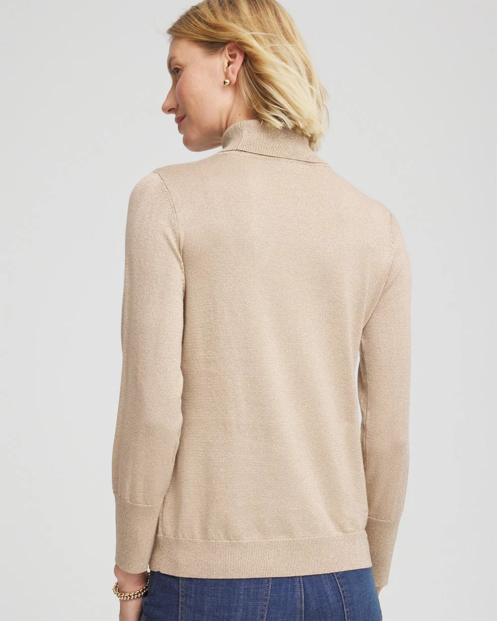 Chico's Clothing Metallic Turtleneck Pullover Sweater