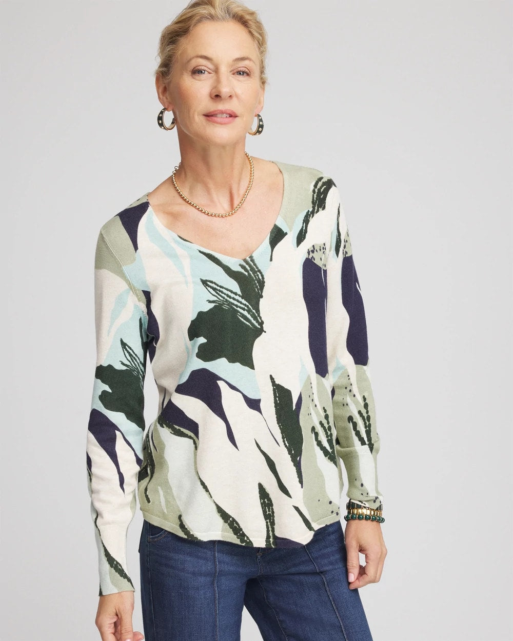 Chico's Clothing Ella La Fleur Pullover Sweater