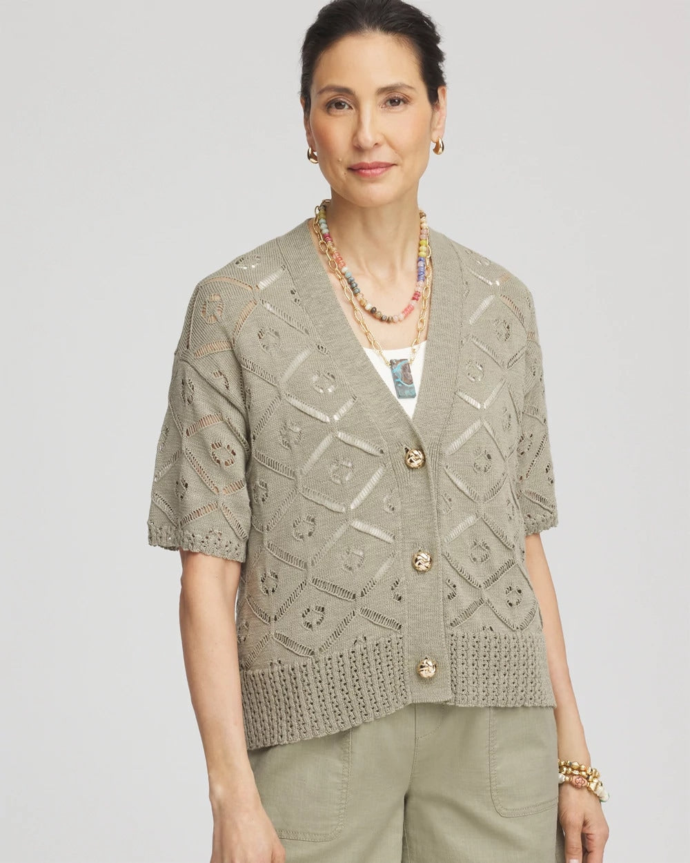 Chico's Clothing Short Button-down Cardigan