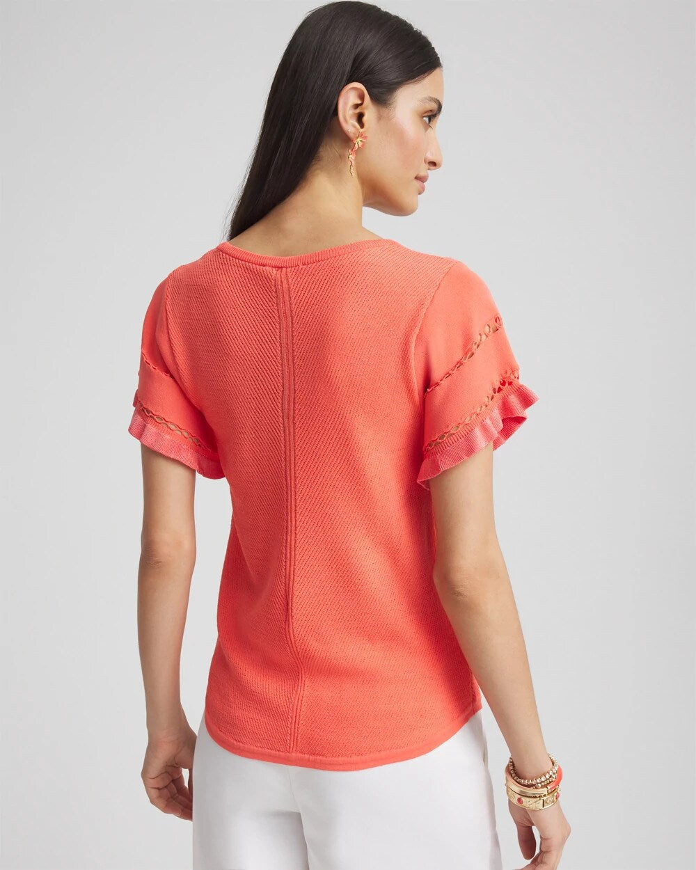 Chico's Clothing Cutout Short-Sleeved Pullover Sweater