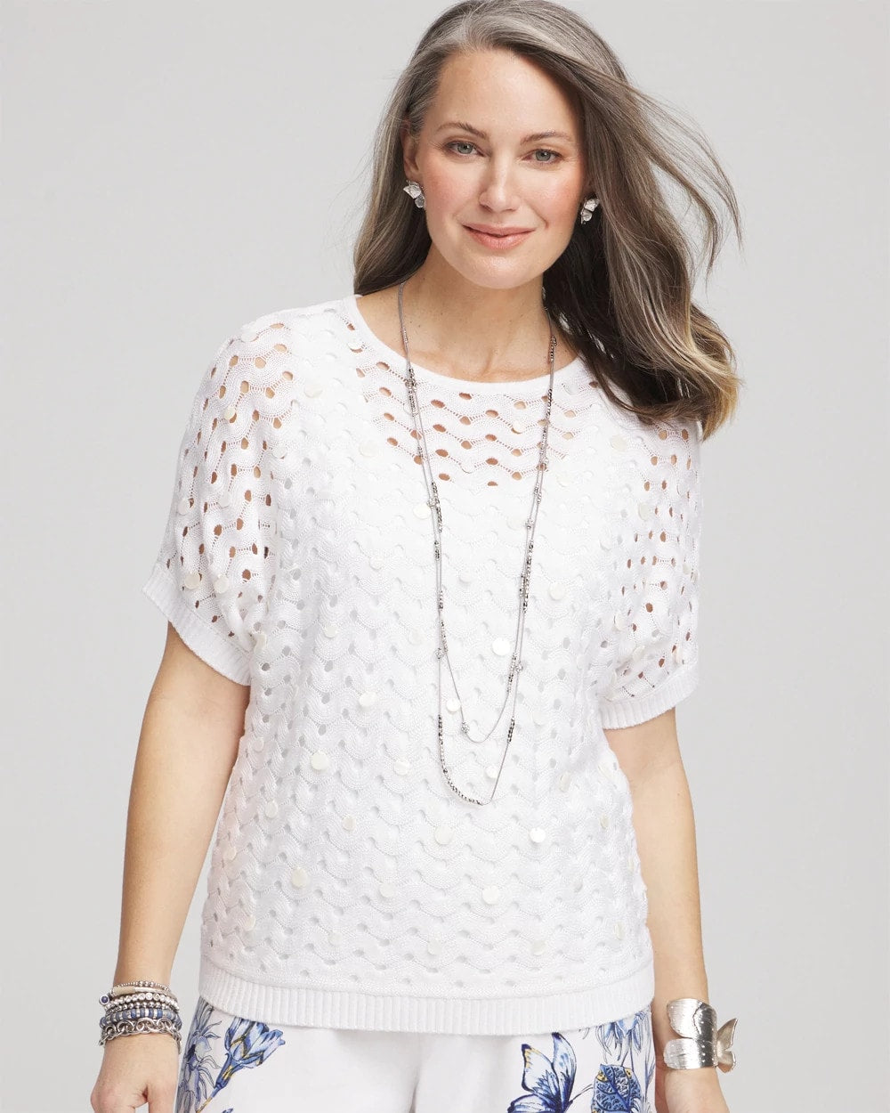 Chico's Clothing Dolman Pointelle Sweater