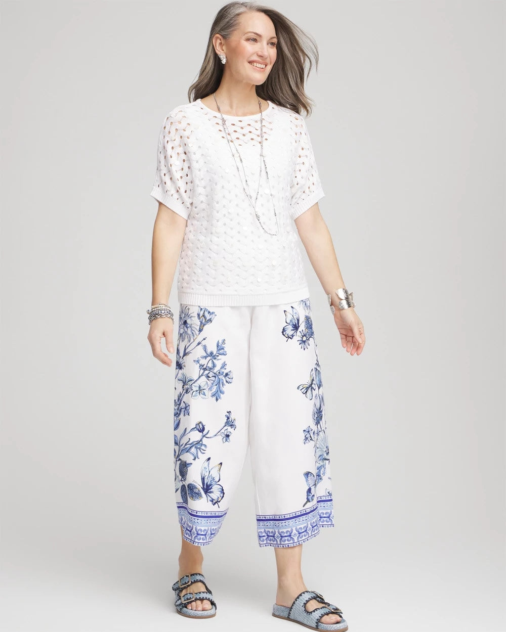 Chico's Clothing Dolman Pointelle Sweater