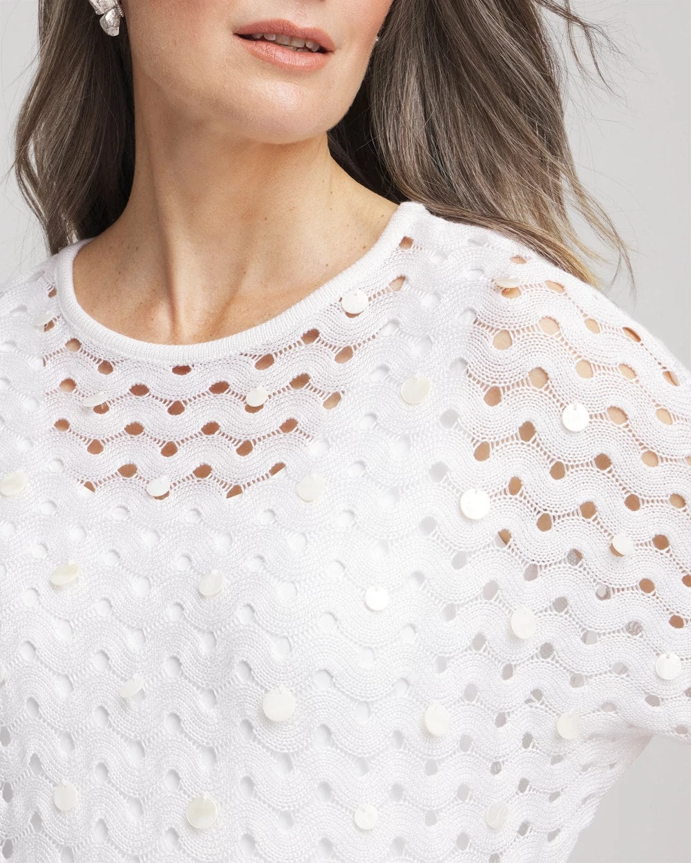 Chico's Clothing Dolman Pointelle Sweater