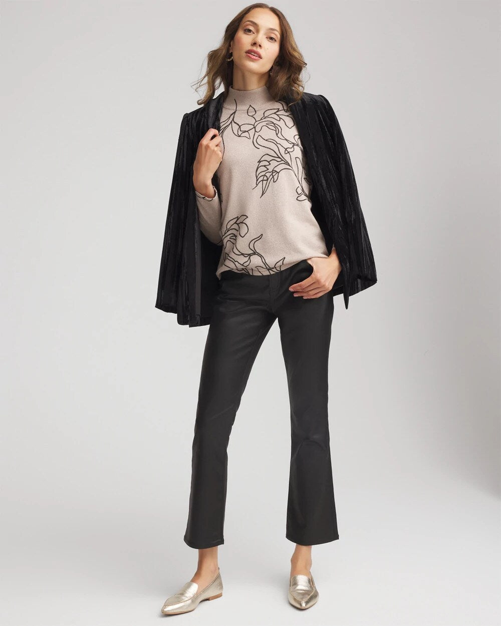 Chico's Clothing Ella Mockneck Printed Sweater