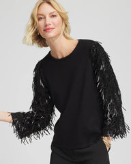 Chico's Clothing Fringe Sequins Pullover Sweater