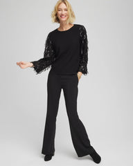 Chico's Clothing Fringe Sequins Pullover Sweater