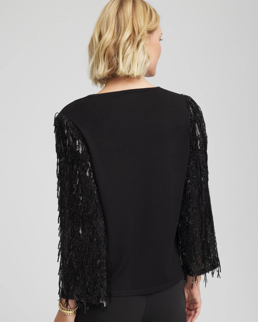 Chico's Clothing Fringe Sequins Pullover Sweater
