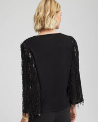Chico's Clothing Fringe Sequins Pullover Sweater