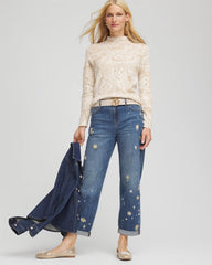 Chico's Clothing Ella Jacquard Mockneck Sweater