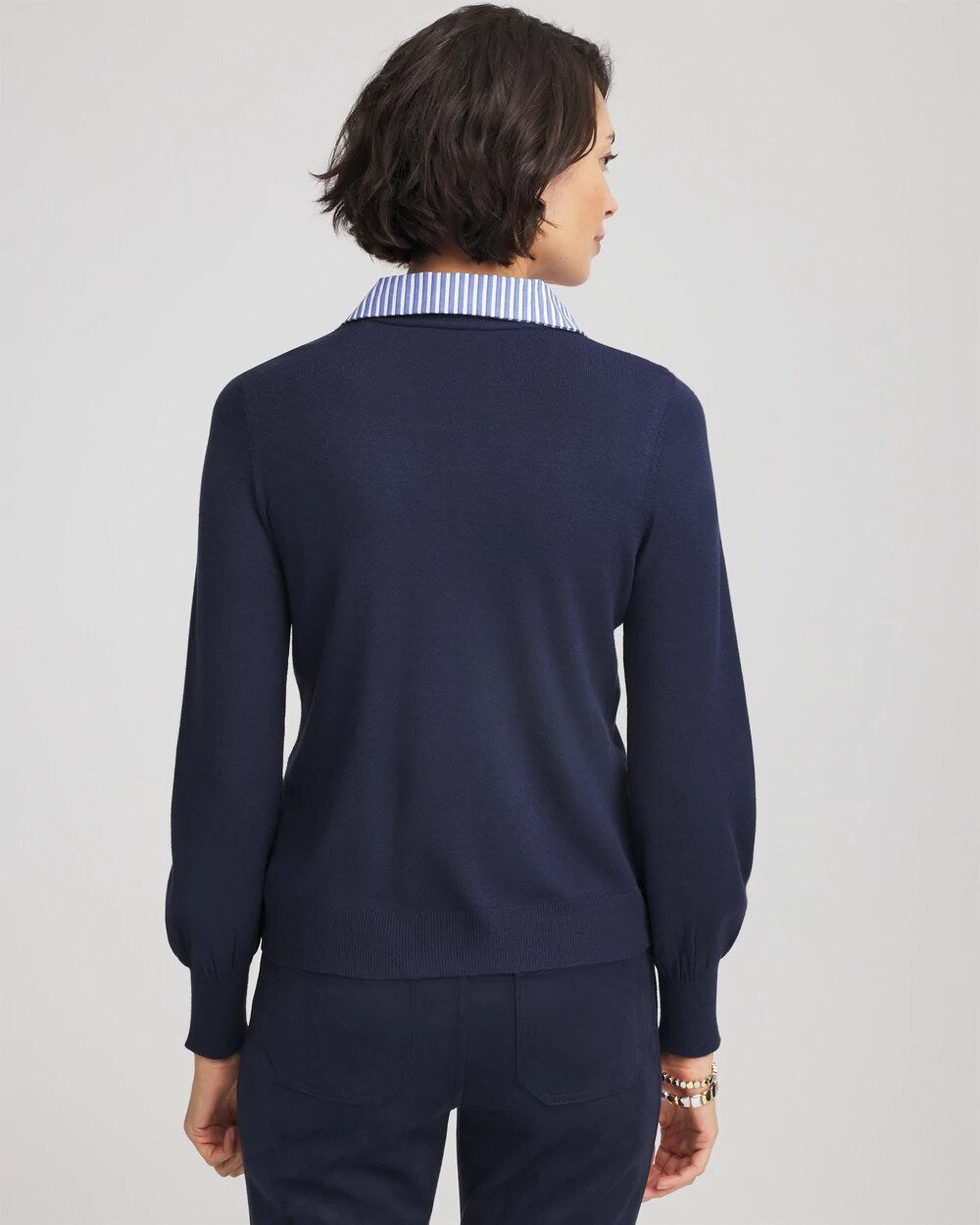 Chico's Clothing Striped Collared Cardigan Sweater